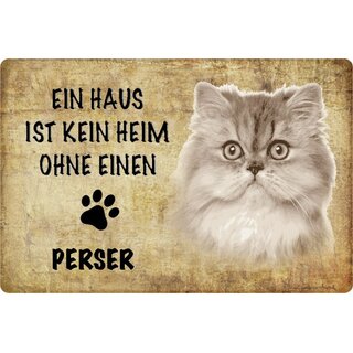 Schild Spruch "Kein Heim ohne Perser" Katze 20 x 30 cm  