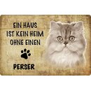 Schild Spruch "Kein Heim ohne Perser" Katze 20...
