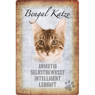 Schild Spruch "Bengal Katze, lebhaft intelligent" 20 x 30 cm  