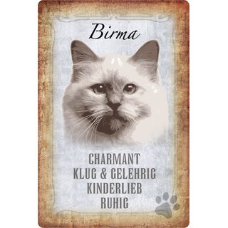 Schild Spruch "Birma, ruhig kinderlieb charmant klug" 20 x 30 cm