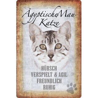 Schild Spruch "Ägyptische Mau Katze, hübsch ruhig" 20 x 30 cm  