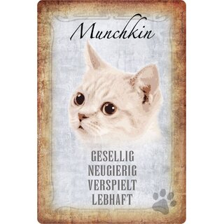 Schild Spruch "Munchkin, gesellig neugierig lebhaft" 20 x 30 cm  