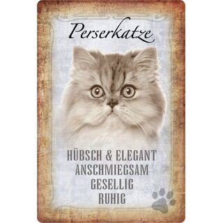 Schild Spruch "Perserkatze, hübsch gesellig ruhig" 20 x 30 cm 