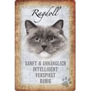 Schild Spruch Ragdoll, sanft intelligent ruhig Katze 20 x...