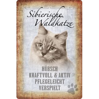 Schild Spruch "Sibierische Waldkatze, hübsch pflegeleicht" 20 x 30 cm