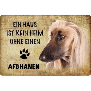 Schild Spruch "Haus kein Heim ohne Afghanen" Hund 20 x 30 cm 