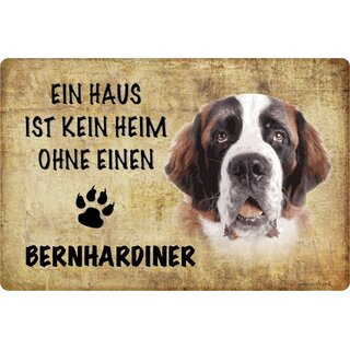 Schild Spruch "Haus kein Heim ohne Bernhardiner" Hund 20 x 30 cm 
