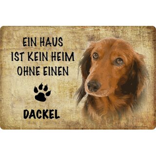 Schild Spruch "Haus kein Heim ohne Dackel" Hund 20 x 30 cm 
