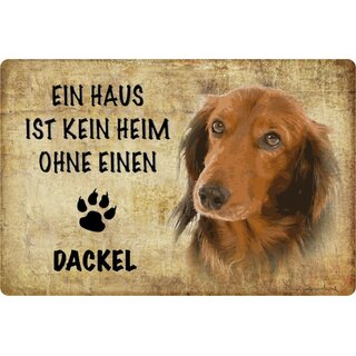 Schild Spruch "Haus kein Heim ohne Dackel" Hund 20 x 30 cm