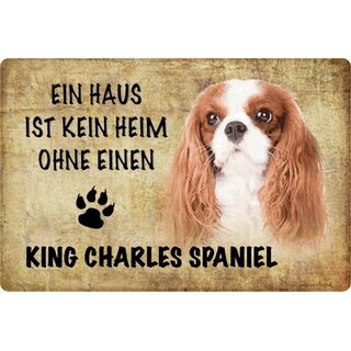 Schild Spruch "kein Heim ohne King Charles Spaniel" Hund 20 x 30 cm 