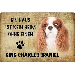 Schild Spruch "kein Heim ohne King Charles Spaniel" Hund 20 x 30 cm