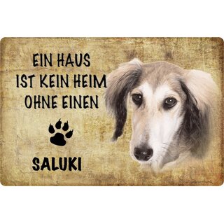 Schild Spruch "Haus kein Heim ohne Saluki" Hund 20 x 30 cm