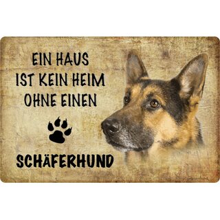 Schild Spruch "Haus kein Heim ohne Schäferhund" Hund 20 x 30 cm 