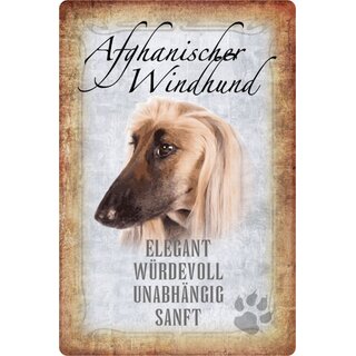 Schild Spruch "Afghanischer Windhund, elegant" 20 x 30 cm 