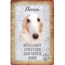 Schild Spruch Borsoi, intelligent athletisch ruhig Hund...
