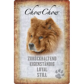 Schild Spruch "Chow Chow, zurückhaltend loyal" Hund 20 x 30 cm