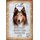 Schild Spruch "Collie, intelligent beschützend" Hund 20 x 30 cm