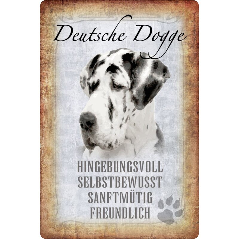 Schild Spruch "Deutsche Dogge, hingebungsvoll" Hund 20 x 30 cm, 9,99