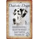 Schild Spruch "Deutsche Dogge, hingebungsvoll"...