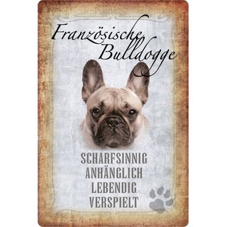 Schild Spruch "Französische Bulldogge, scharfsinnig" Hund 20 x 30 cm