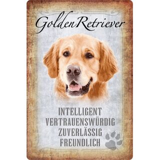Schild Spruch "Golden Retriever, intelligent freundlich" Hund 20 x 30 cm
