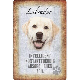 Schild Spruch "Labrador, intelligent ausgeglichen agil" Hund 20 x 30 cm 