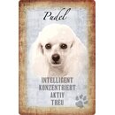 Schild Spruch "Pudel, intelligent aktiv treu"...