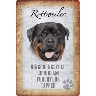 Schild Spruch "Rottweiler, gehorsam furchtlos" Hund 20 x 30 cm