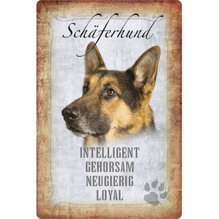 Schild Spruch "Schäferhund, intelligent loyal" Hund 20 x 30 cm 