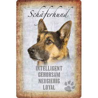 Schild Spruch "Schäferhund, intelligent loyal" Hund 20 x 30 cm