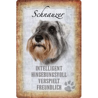 Schild Spruch "Schnauzer, intelligent verspielt" Hund 20 x 30 cm