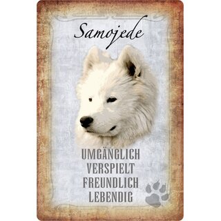Schild Spruch "Samojede, umgänglich lebendig" Hund 20 x 30 cm