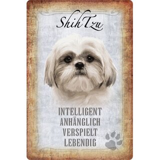 Schild Spruch "Shih Tzu, intelligent verspielt" Hund 20 x 30 cm 