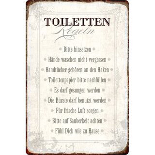 Schild Spruch "Toiletten Regeln, hinsetzen Hände waschen" 20 x 30 cm 
