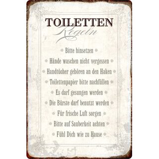 Schild Spruch "Toiletten Regeln, hinsetzen Hände waschen" 20 x 30 cm