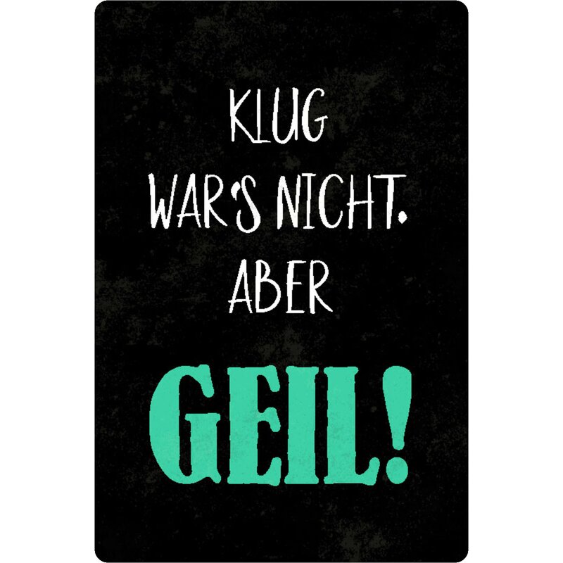 Schild Spruch "Klug wars nicht, aber geil" 20 x 30 cm, 9,99