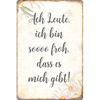 Schild Spruch "Ach Leute, bin so froh dass es mich gibt" 20 x 30 cm 