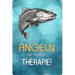 Schild Spruch "Angeln ist meine Therapie" 20 x 30 cm