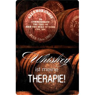Schild Spruch "Whiskey ist meine Therapie" 20 x 30 cm 