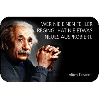 Schild Spruch "nie Fehler beging, nie neues ausprobiert, Einstein" 20 x 30 cm 