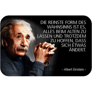 Schild Spruch "Wahnsinn alles beim Alten, hoffen ändert, Einstein" 20 x 30 cm 