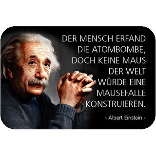 Schild Spruch Mensch Atombombe, Maus Mausefalle, Einstein 20 x 30 cm 