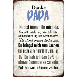 Schild Spruch "Danke Papa, immer da Lachen Besonderes" 20 x 30 cm 