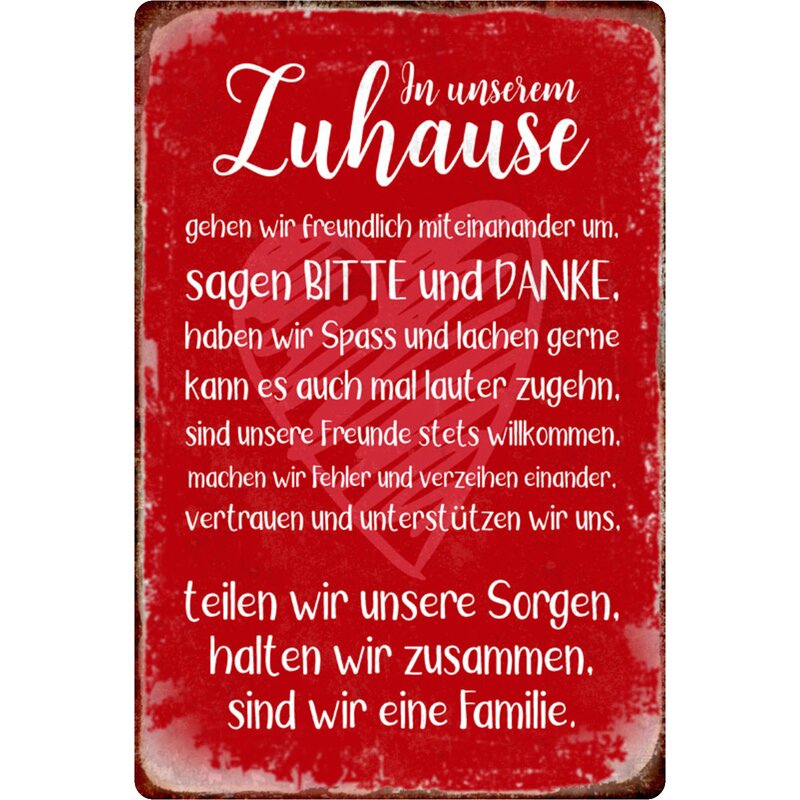 Schild Spruch Zuhause Teilen Sorgen Halten Zusammen Familie X 7 99