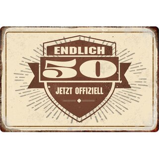Schild Spruch "Endlich 50, jetzt offiziell" 20 x 30 cm