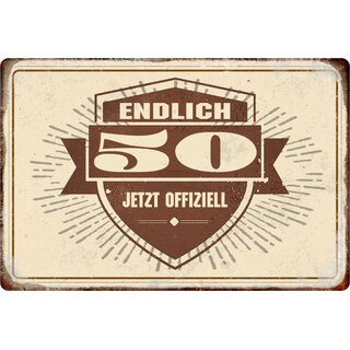 Schild Spruch "Endlich 50, jetzt offiziell" 20 x 30 cm 