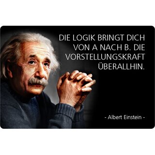 Schild Spruch "Logik von A nach B, Vorstellungskraft, Einstein" 20 x 30 cm 