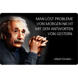 Schild Spruch "Probleme morgen nicht Antworten gestern, Einstein" 20 x 30 cm 