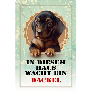 Schild Spruch "In diesem Haus wacht ein Dackel" 20 x 30 cm