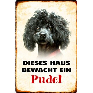 Schild Spruch "Dieses Haus bewacht ein Pudel" Hund 20 x 30 cm